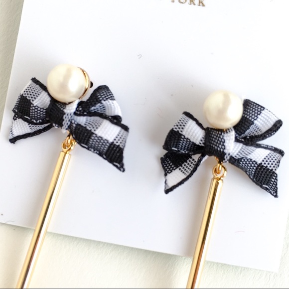kate spade black bow pearl earrings - Picture 4 of 7
